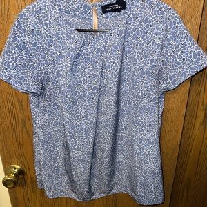 Lands' End Light Blue Patterned Blouse